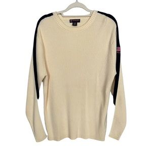 Polo Jeans cream ribbed cotton crewneck sporty sweater